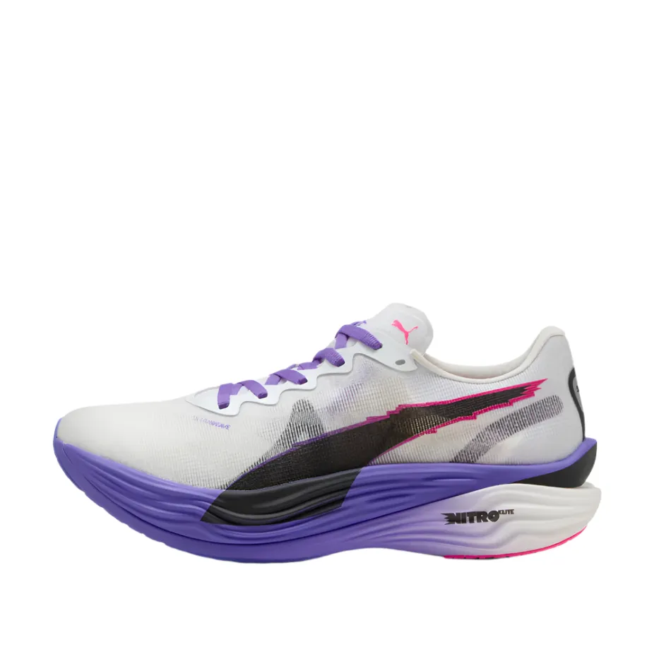 PUMA Men's Deviate NITRO Elite 3 DIGITOKYO Running Shoes in PUMA White/Dark Amethyst AW25 Grip Enhancement Enhanced Heel Counter