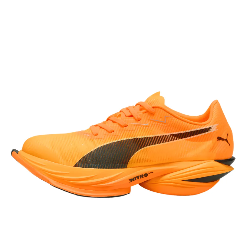 running in national tracks shoes PUMA Men's Fast-R NITRO Elite 3 Running Shoes in Heat Fire/Sun Stream AW25