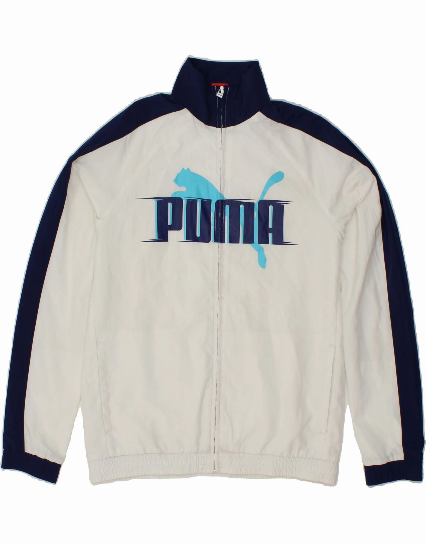 Variable Baffle Sizing Relationship PUMA Boys Graphic Bomber Jacket 13-14 Years XL White Colourblock Polyester