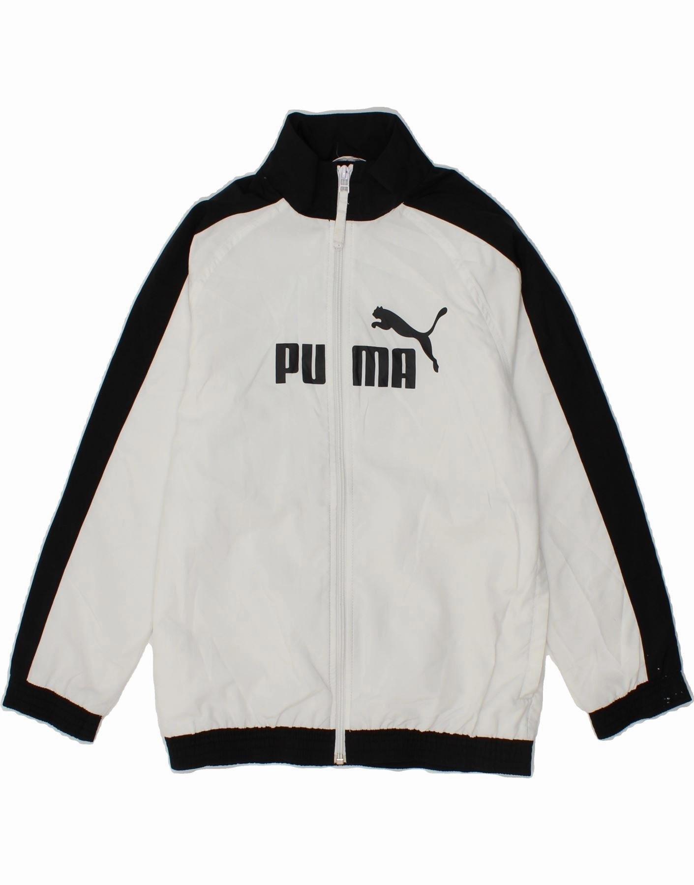 Shock Absorbent Padding PUMA Boys Graphic Bomber Jacket 9-10 Years Medium  White Colourblock
