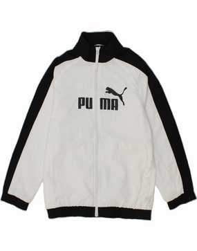 Shock Absorbent Padding PUMA Boys Graphic Bomber Jacket 9-10 Years Medium  White Colourblock