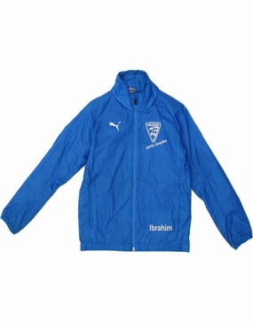 PUMA Boys Graphic Rain Jacket 11-12 Years Large Blue Nylon Concealer Sanction