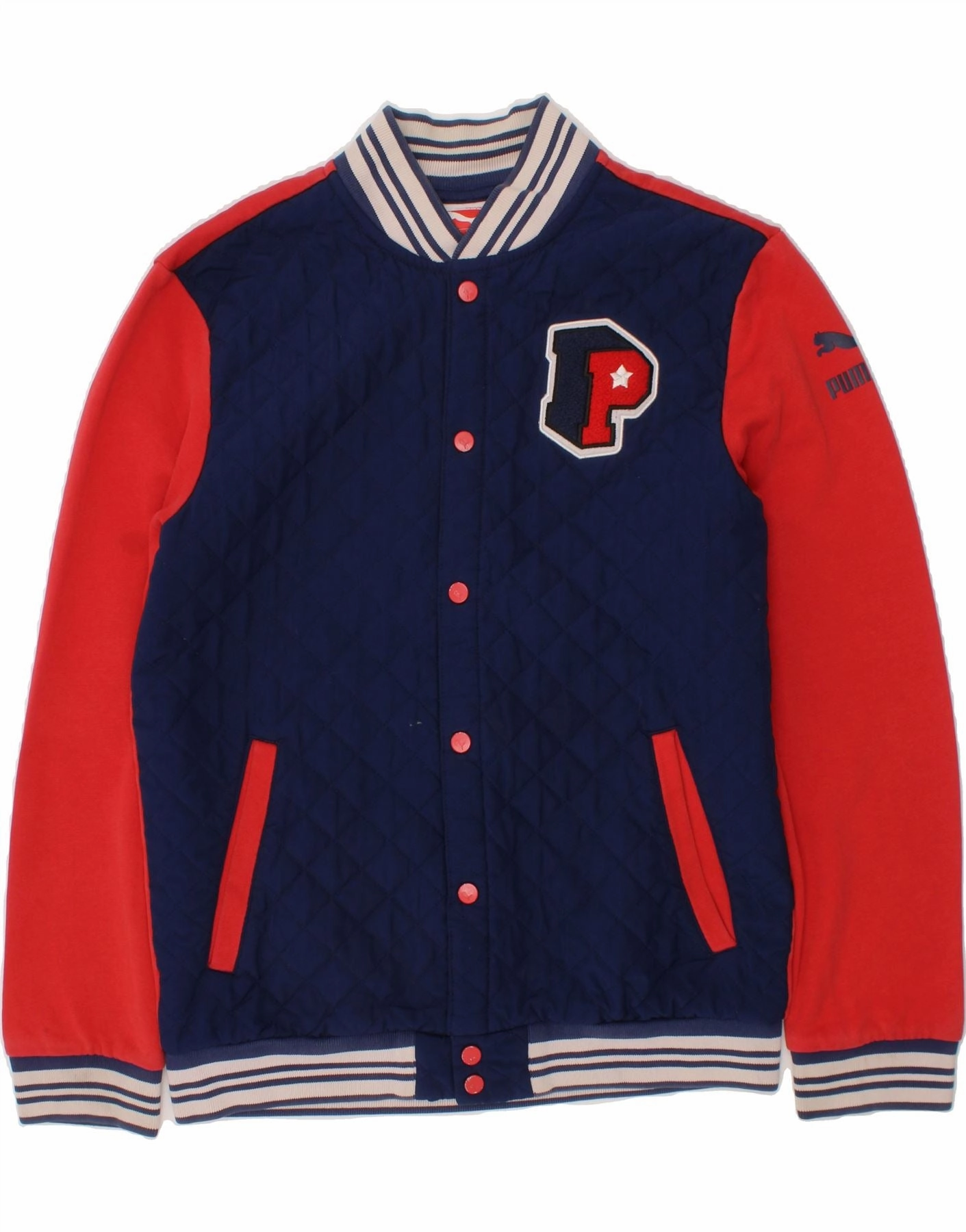 PUMA Boys Graphic Varsity Jacket 11-12 Years Blue Colourblock Worth