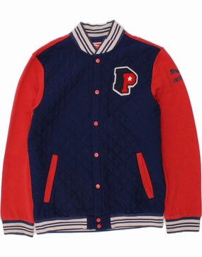 PUMA Boys Graphic Varsity Jacket 11-12 Years Blue Colourblock Worth