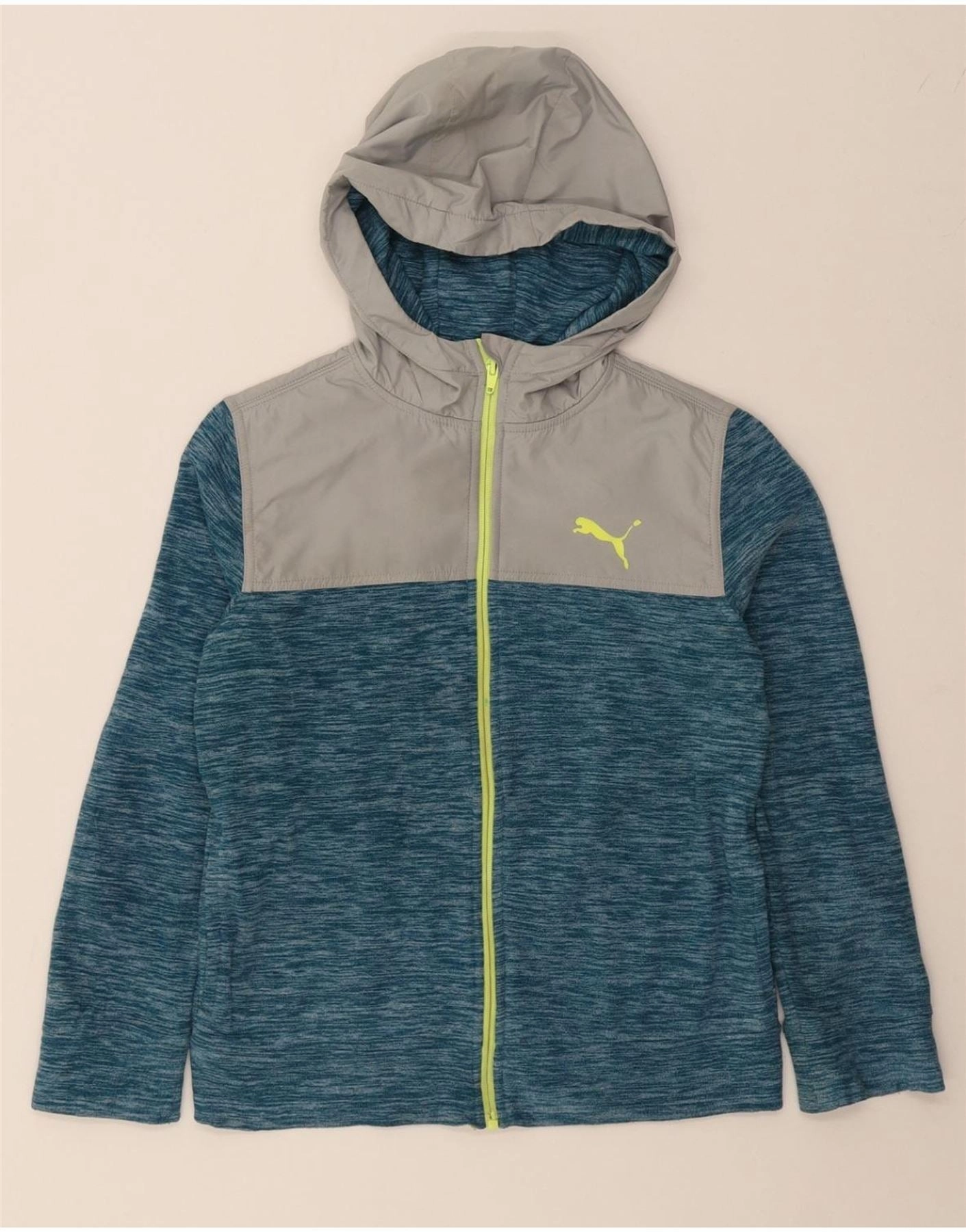 Weatherproof Zippers PUMA Boys Hooded Fleece Jacket 10-11 Years Medium Blue Colourblock