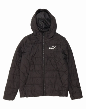 Waterproof Outer Layer PUMA Boys Hooded Padded Jacket 13-14 Years Black Polyester