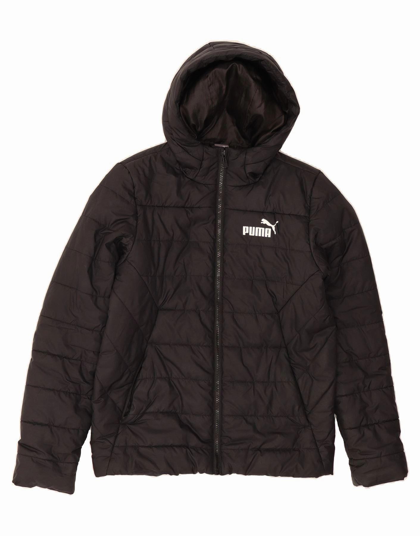 PUMA Boys Hooded Padded Jacket 13-14 Years Black Polyester Odor Control Treatment Occasion