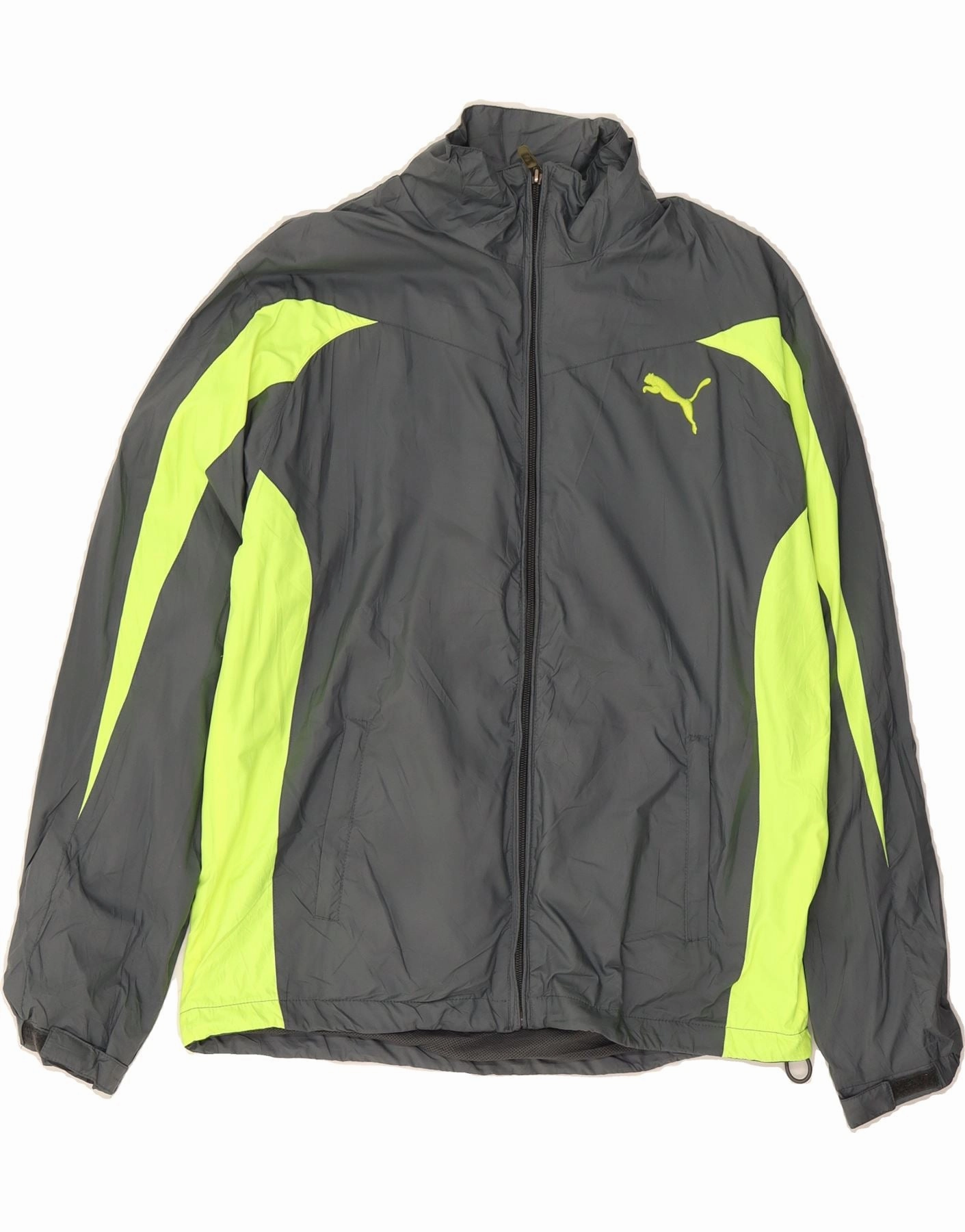 Target Multi Pocket Design PUMA Boys Oversized Rain Jacket 7-8 Years Small Grey Colourblock Polyester