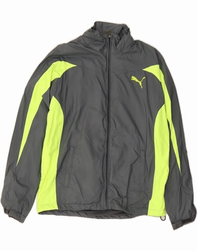 Target Multi Pocket Design PUMA Boys Oversized Rain Jacket 7-8 Years Small Grey Colourblock Polyester