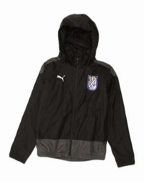 PUMA Boys SG Bexbach Hooded Rain Jacket 11-12 Years Black Colourblock Hardware Soft Inner Lining