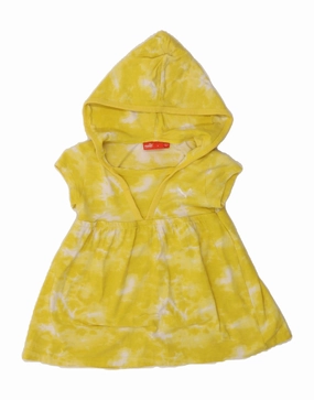 PUMA Girls Hooded Jumper Dress 5-6 Years Yellow Tie Dye Cotton Timeless Fashion
