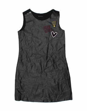 Understated Glam Stylish Design SISLEY Girls Graphic Sleeveless Sheath Dress 13-14 Years 3XL Black Viscose