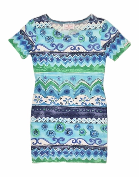LAURA BIAGIOTTI Girls Abstract Pattern Sheath Dress 11-12 Years Blue Smart Wear Bold Design