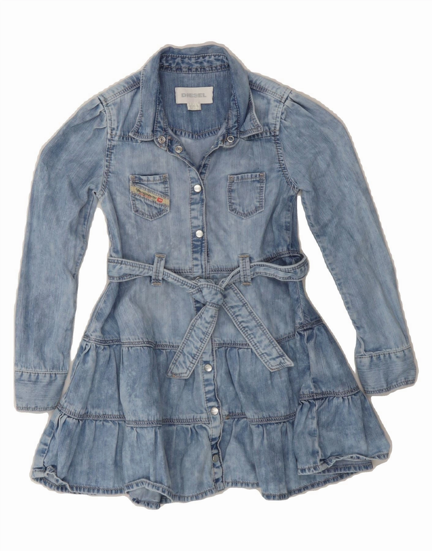 DIESEL Girls Long Sleeve Denim Dress 3-4 Years Blue Tencel Party Perfect