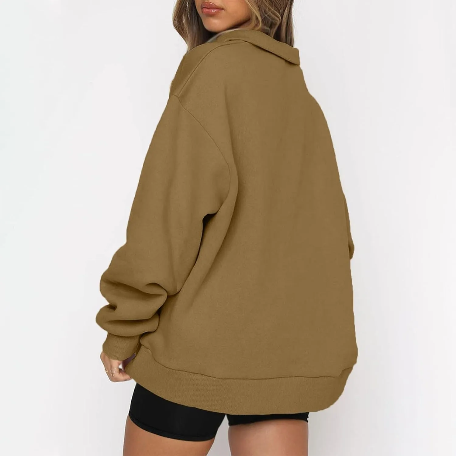 Quarter Zip Pullover Women Fleece Lightweight Oversized Sweatshirt Preppy Cute Sweatshirts Hoodies with Zipper