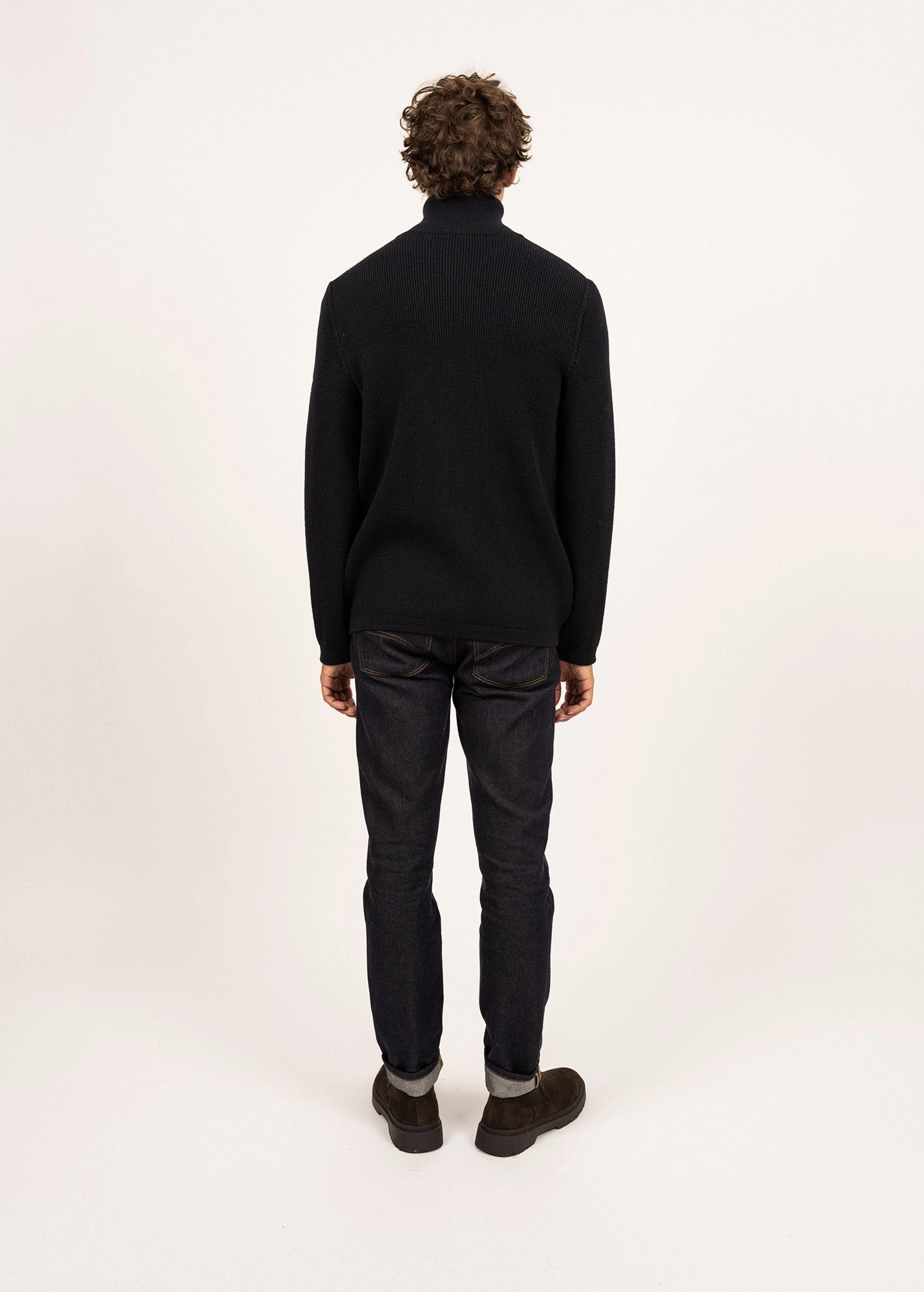 Light and Cozy QUIBERON - High Collar Knit Jacket (NAVY)