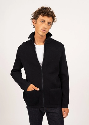QUIBERON - High Collar Knit Jacket (NAVY) Outdoor Ready Cozy pieces