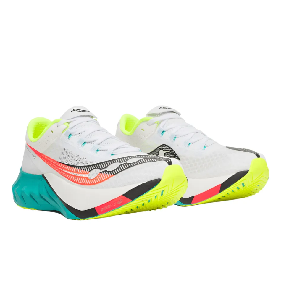 Saucony Men's Endorphin Pro 4 Running Shoes in White/Mutant AW25 Flexibility - zones