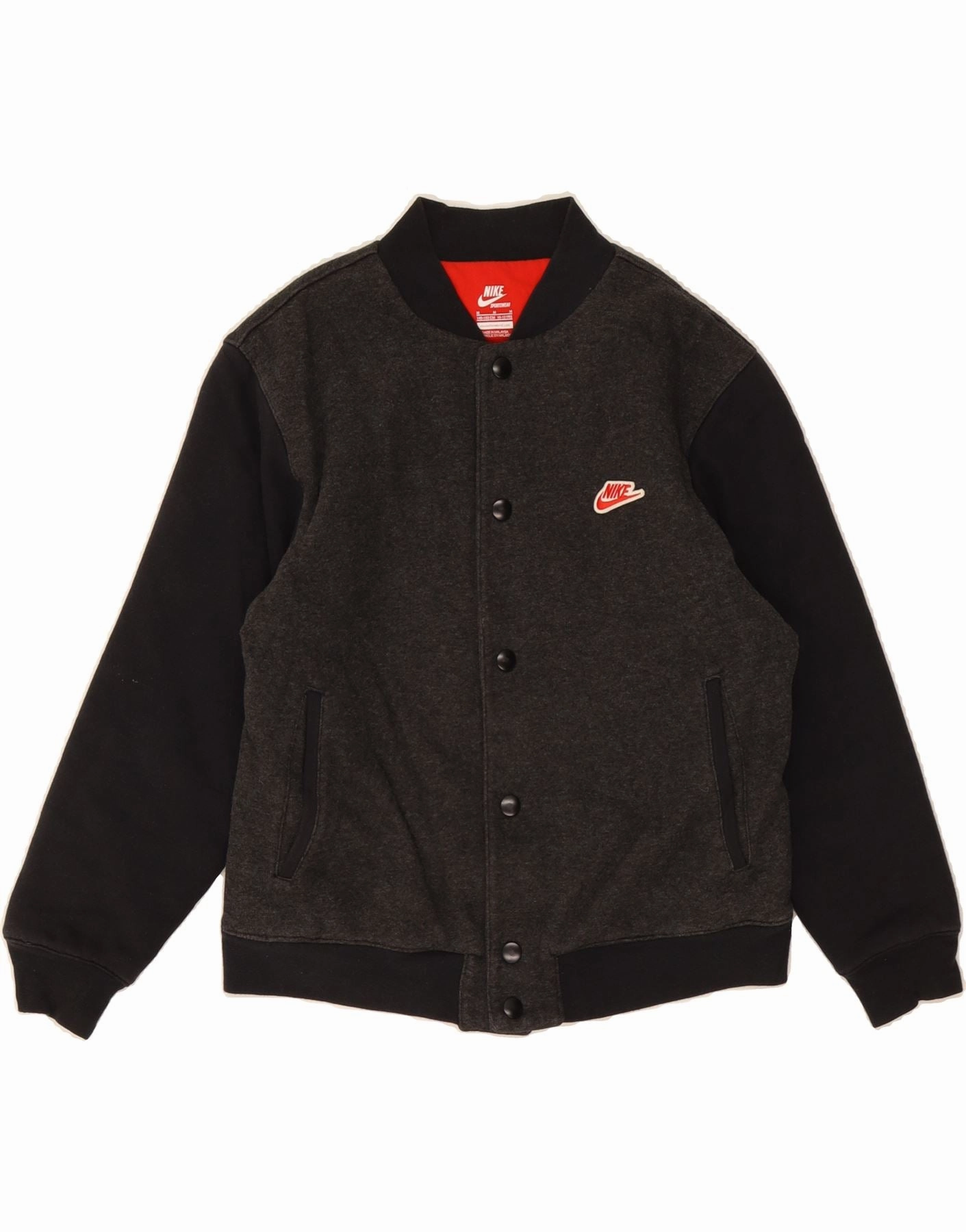 Surf quilted NIKE Boys Varsity Jacket 10-11 Years Medium Grey Colourblock Cotton