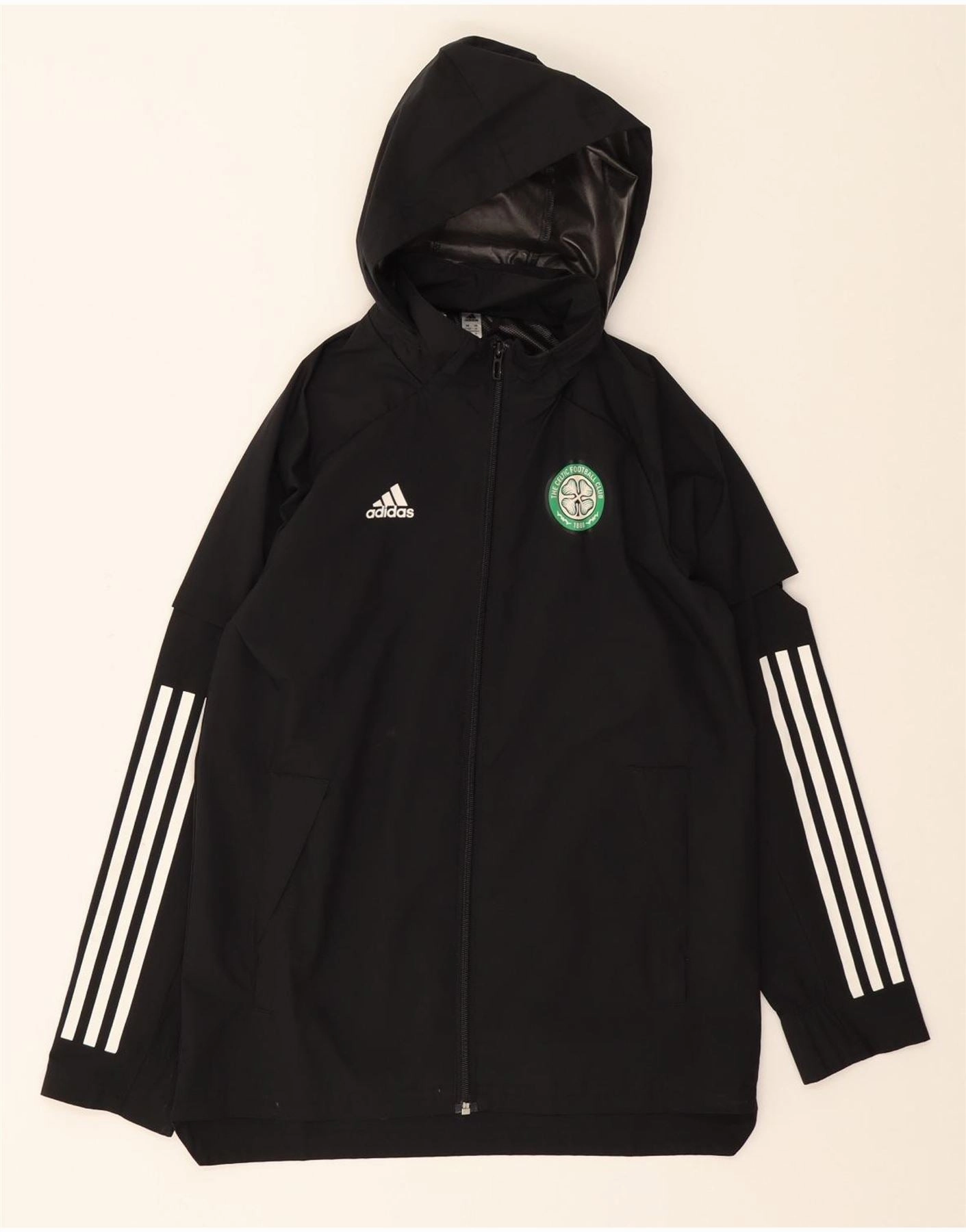 shopping ADIDAS Boys The Celtic Football Club Hooded Rain Jacket 11-12 Years Black