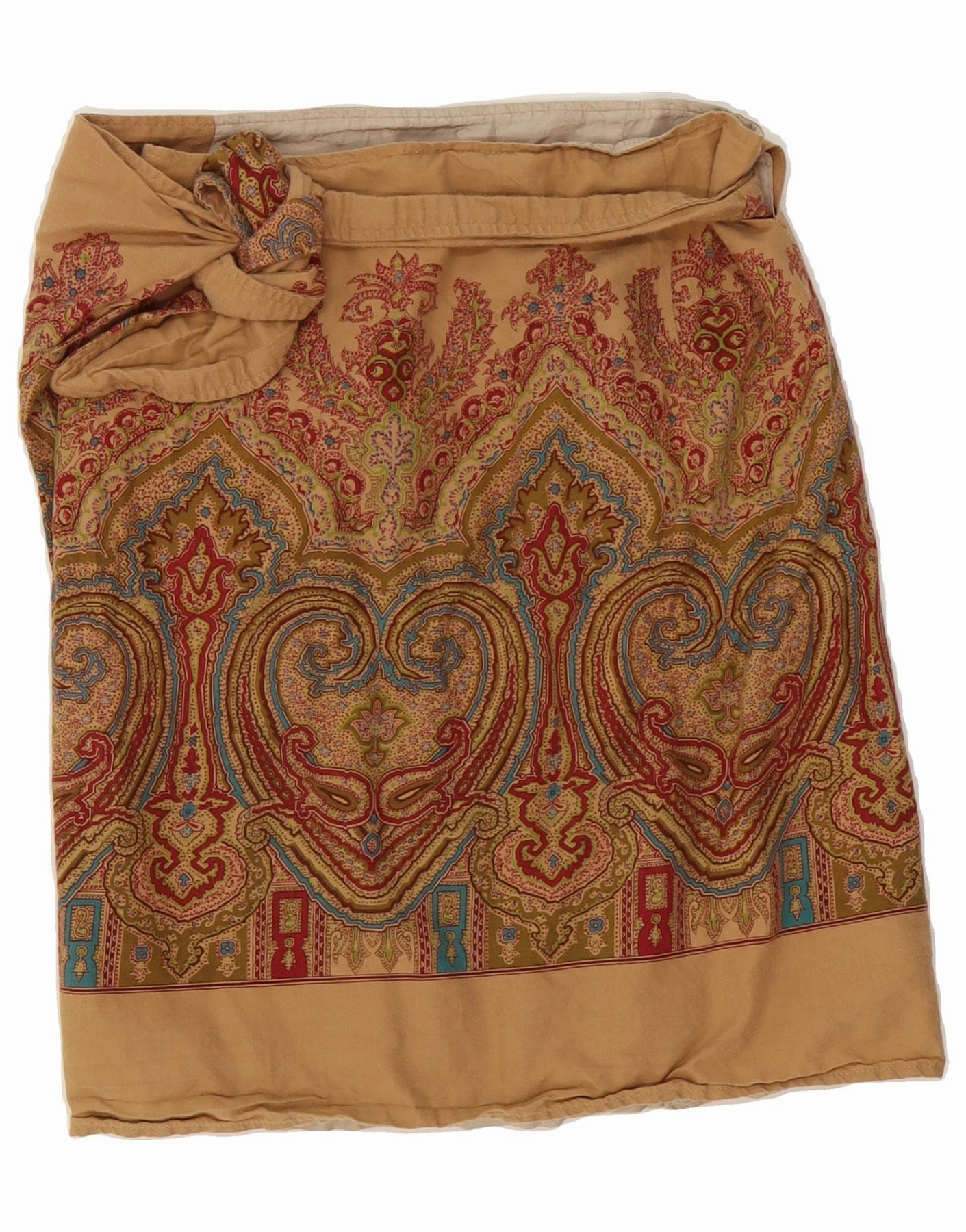 POLO RALPH LAUREN Girls Wrap Skirt 11-12 Years W28 Brown Paisley Cotton Coffee Break Travel Staple