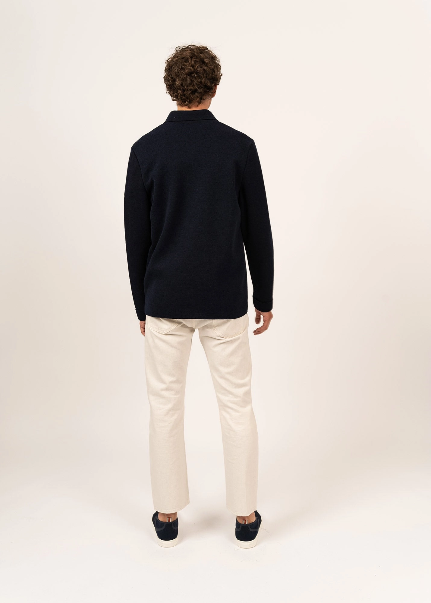 CORK II - Ponte Knit Wool Jacket With Buttons for Men (NAVY) Cold Weather Must-Have