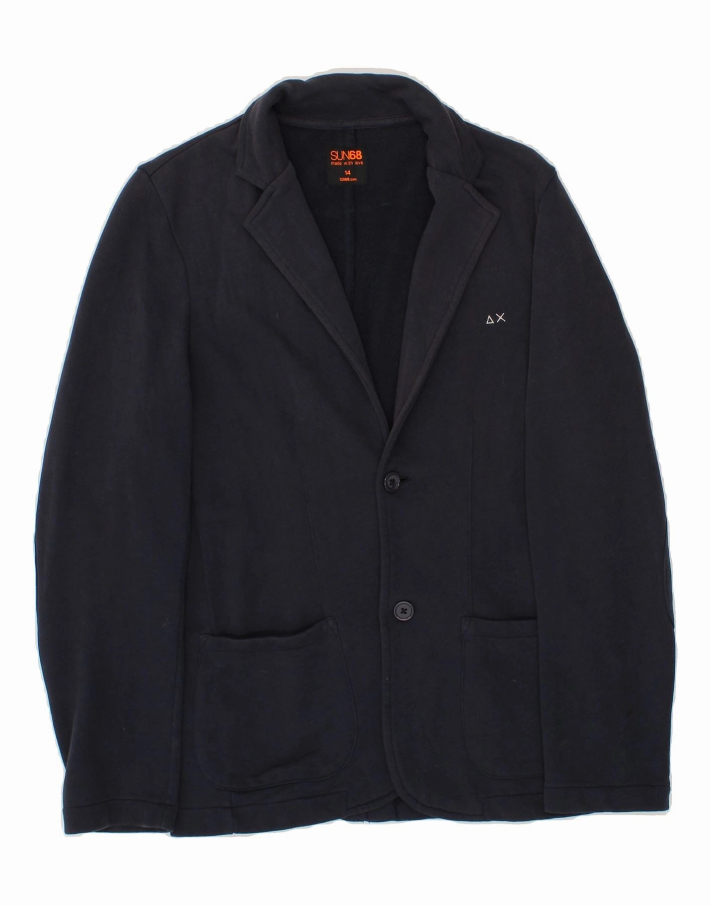 Flexible Layer Focus SUN68 Boys 2 Button Blazer Jacket 13-14 Years Navy Blue Cotton