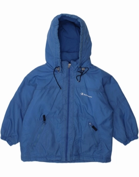 AntiStaticLining CHAMPION Boys Hooded Windbreaker Jacket 2-3 Years Blue Polyamide