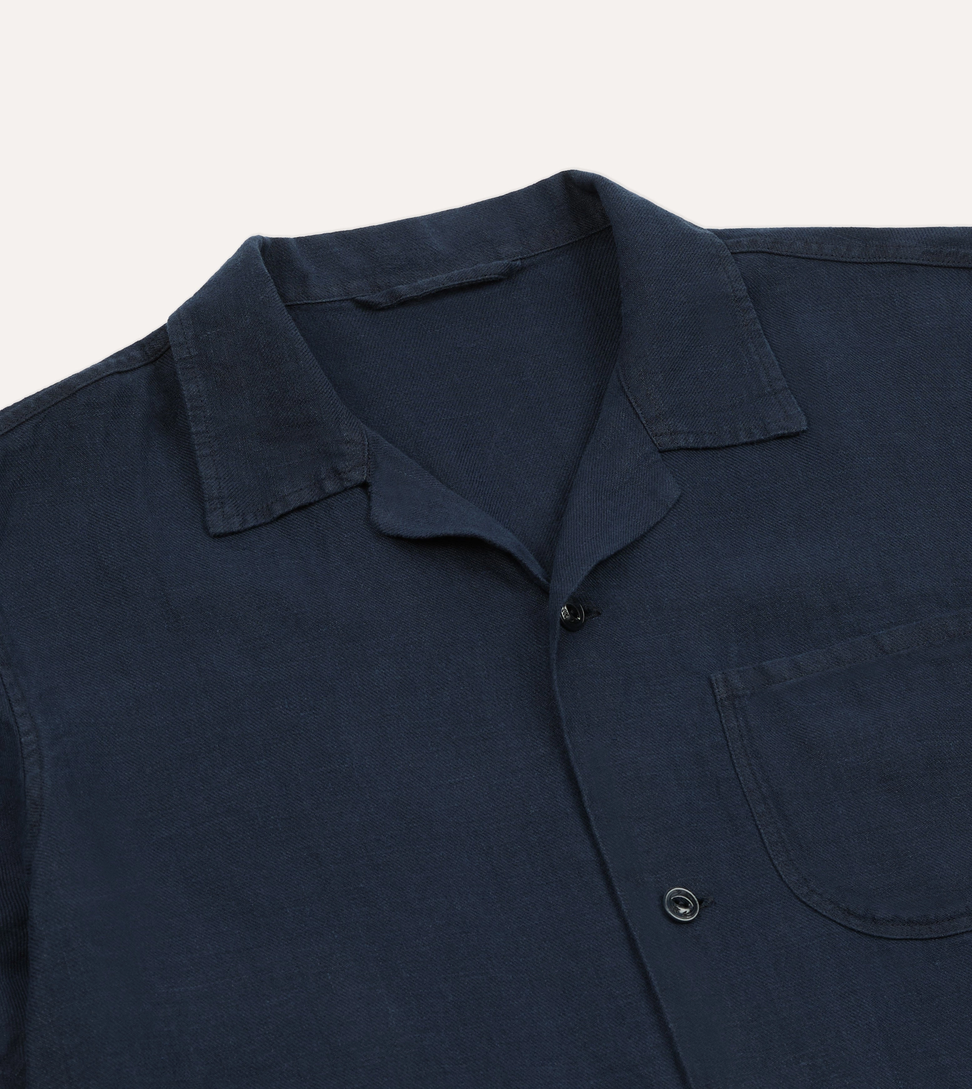 Classic Style Functional Pocket Indigo Linen Short Sleeve Safari Shirt