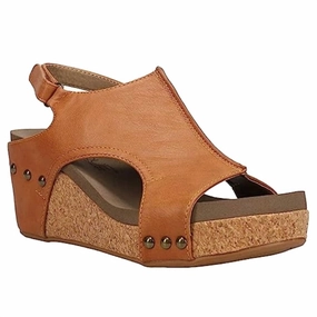 Daily Motion Women Carley Smooth Wedge Sandals In Cognac