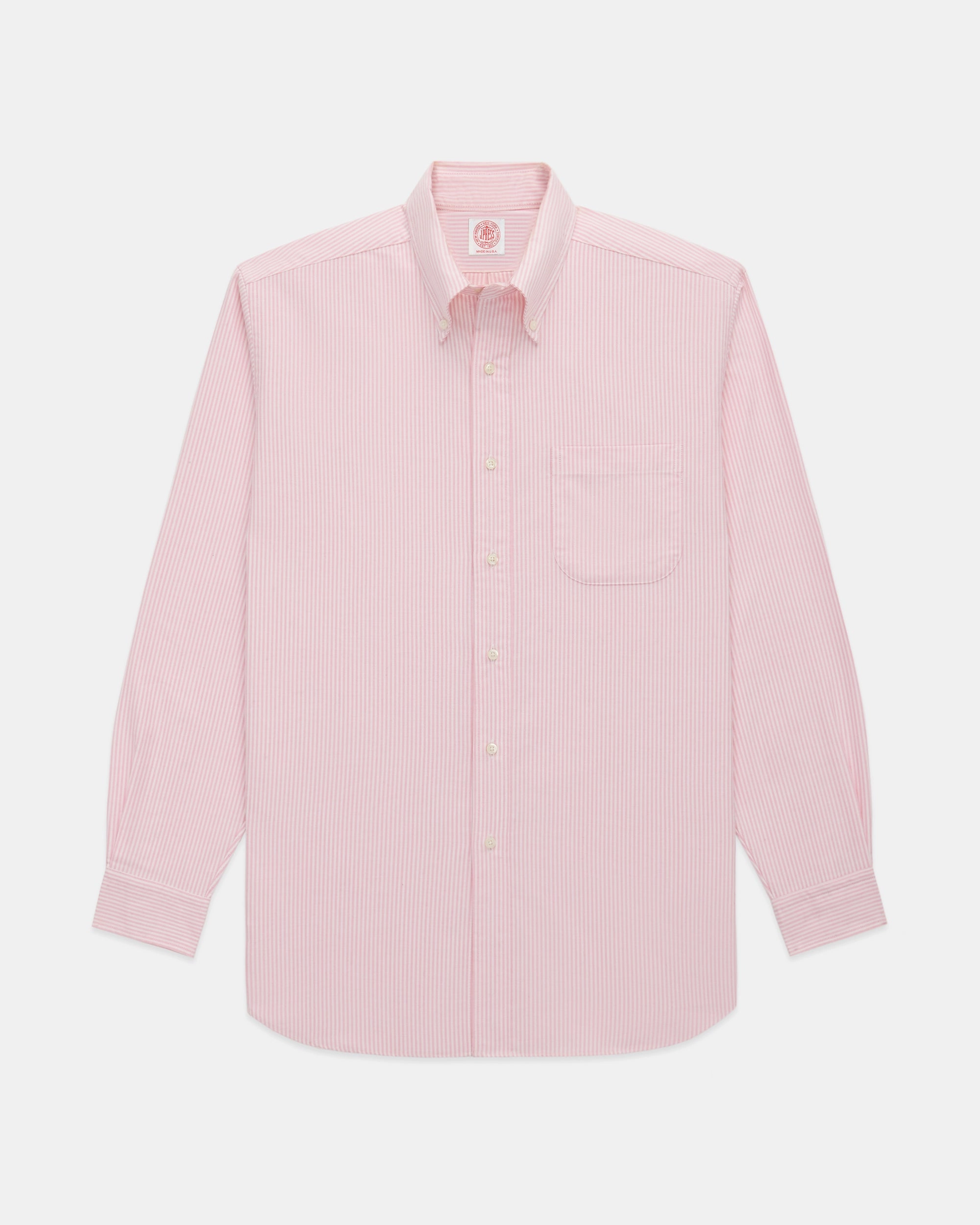 Made-in-USA Pink University Stripe Oxford Dress Shirt - Classic Fit Professional Look