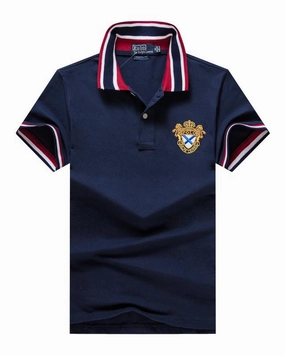 perfect for all-day wear Male Polo Ralph Lauren Navy Blue T shirt Stripe Collar