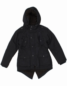 Sleek Fit KAPPA Boys Hooded Parka Jacket 7-8 Years Medium  Navy Blue Nylon