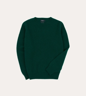 Forest Green Brushed Shetland Crew Neck Jumper Casual Comfort Wardrobe Classic