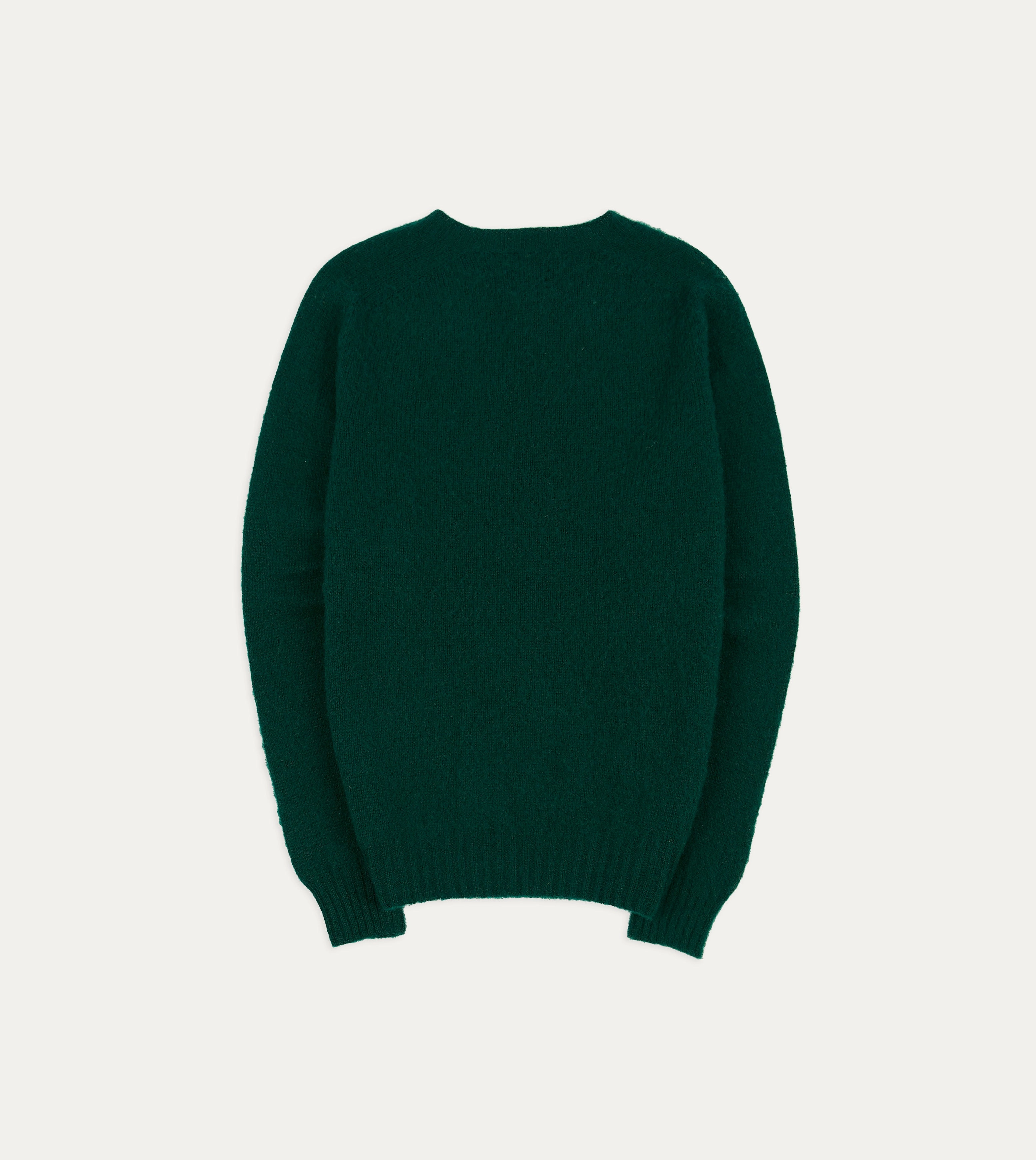 Forest Green Brushed Shetland Crew Neck Jumper Textured Weave Ultra Soft Yarn