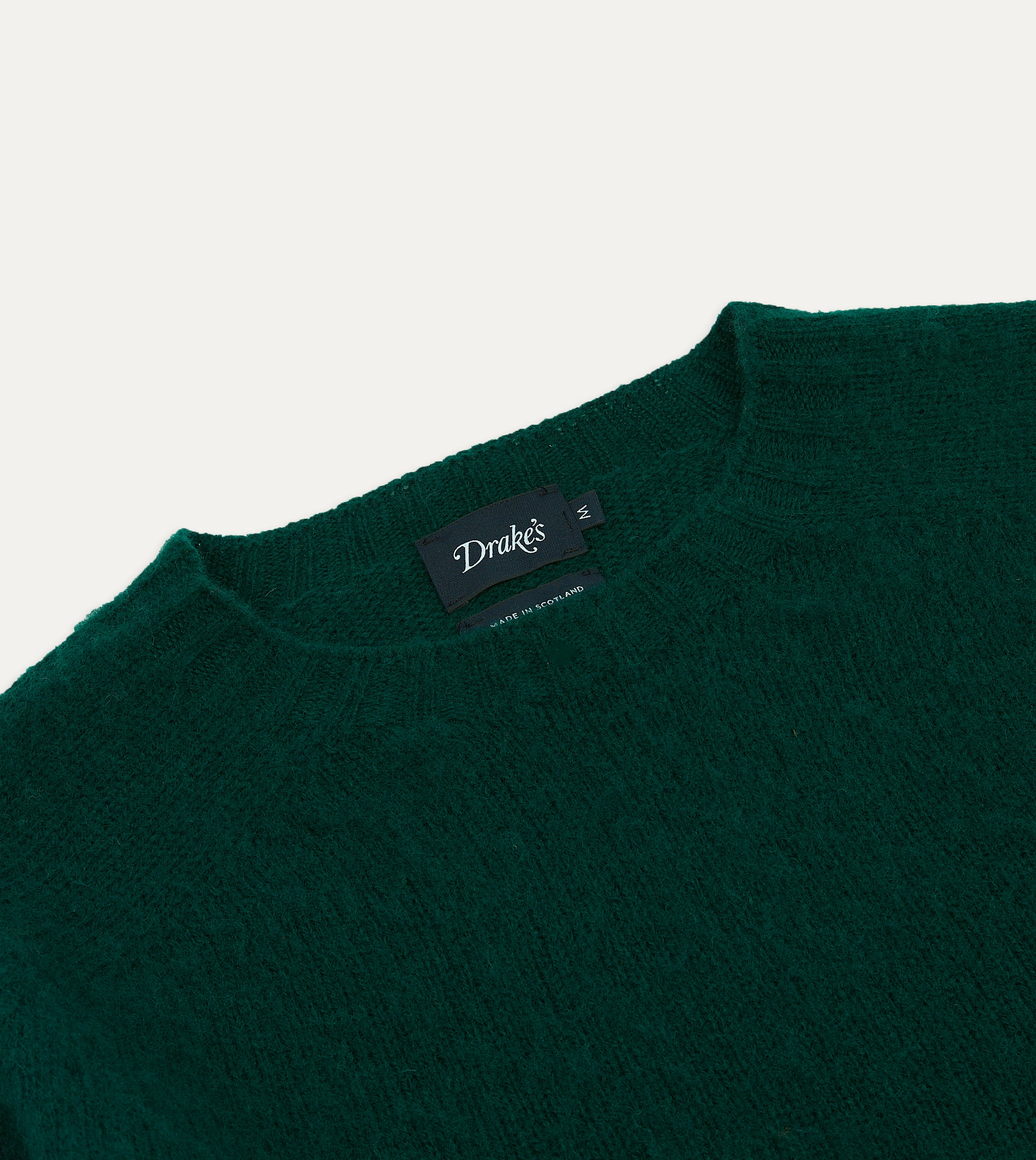 Forest Green Brushed Shetland Crew Neck Jumper MoistureWicking Technology EcoCertified Wool Blend
