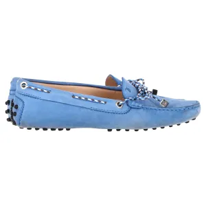 Tod's Gommino Loafers in Light Blue Suede Heel Steady