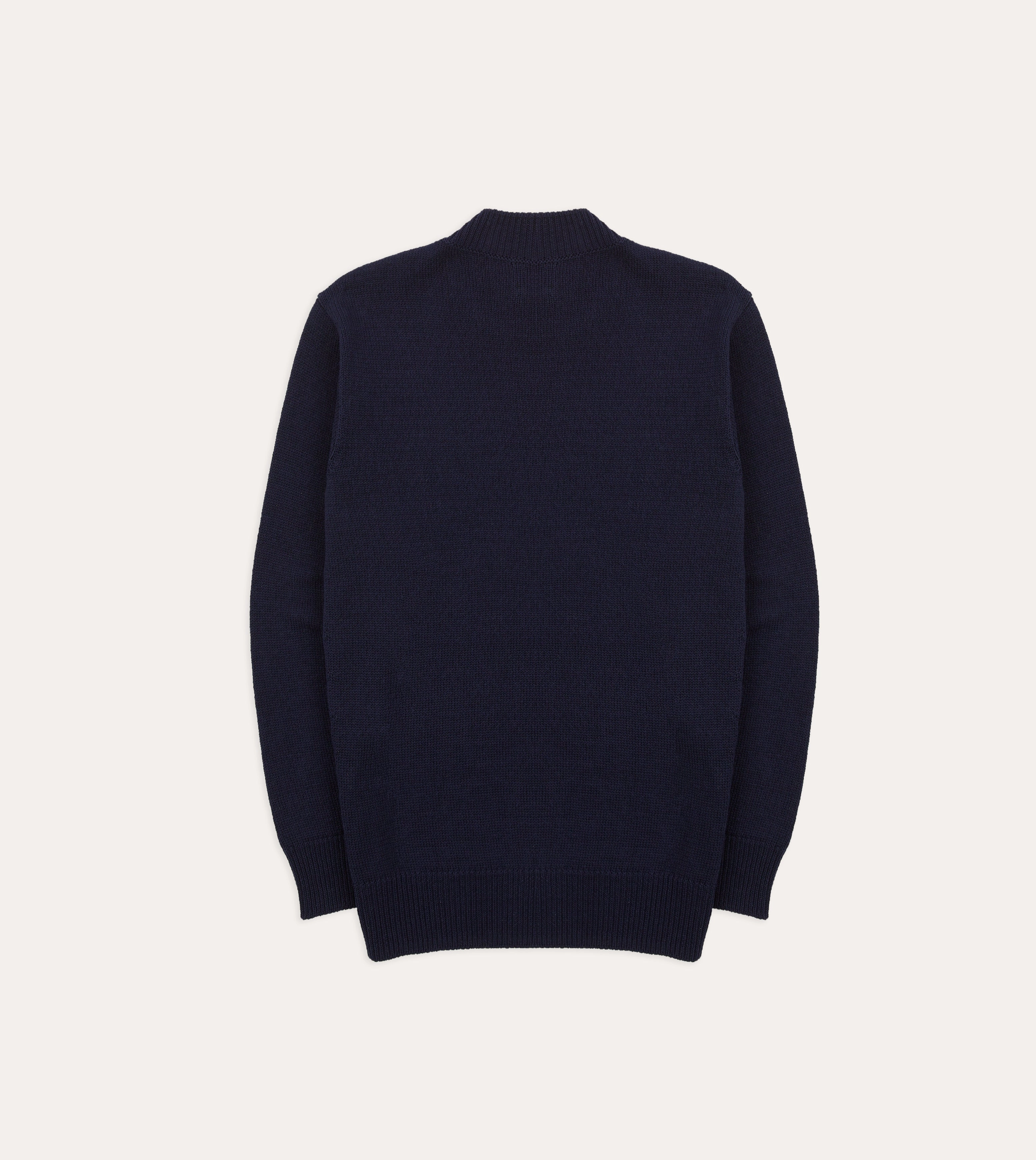 Cozy Weekend Relax Daily Navy Cotton Mock Neck Jumper