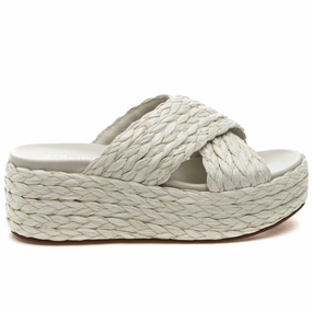Urban Walk Art Base Women's Quiver Wedge Sandal In Bone Raffia