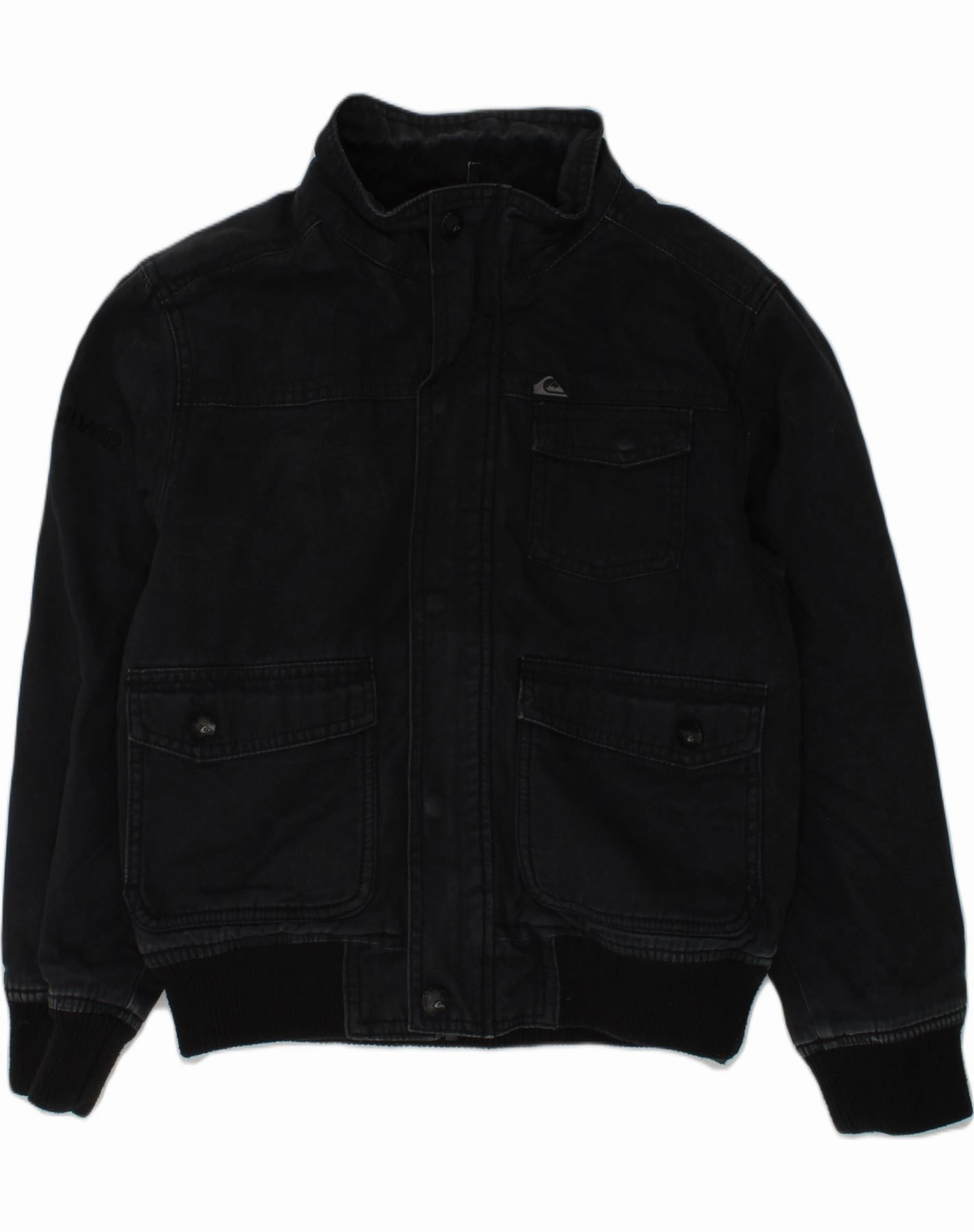 Softshell Technology QUIKSILVER Boys Bomber Jacket 9-10 Years Black Cotton