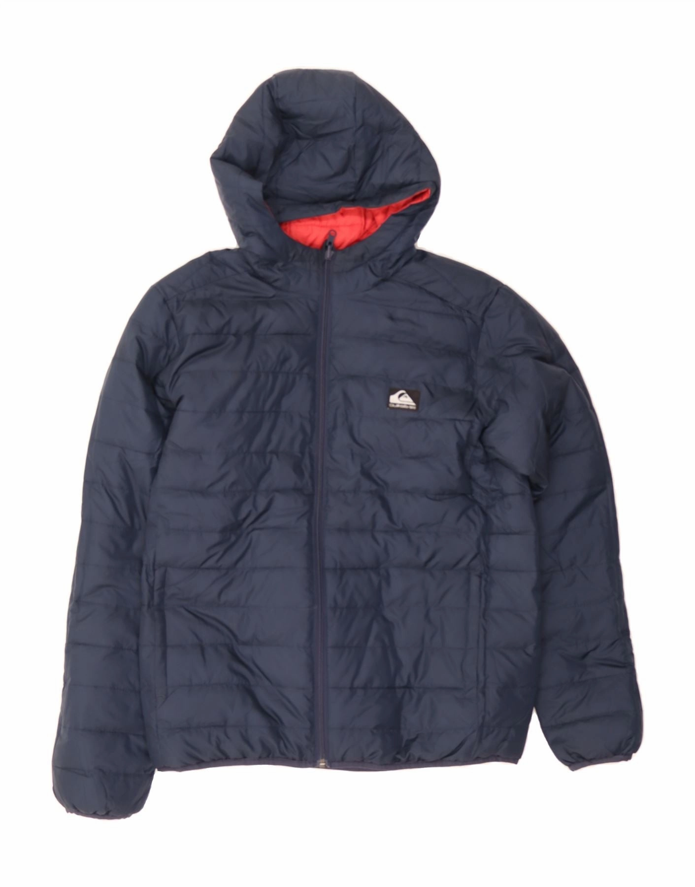 Polyester men's fashion QUIKSILVER Boys Hooded Padded Jacket 15-16 Years XL Navy Blue Colourblock