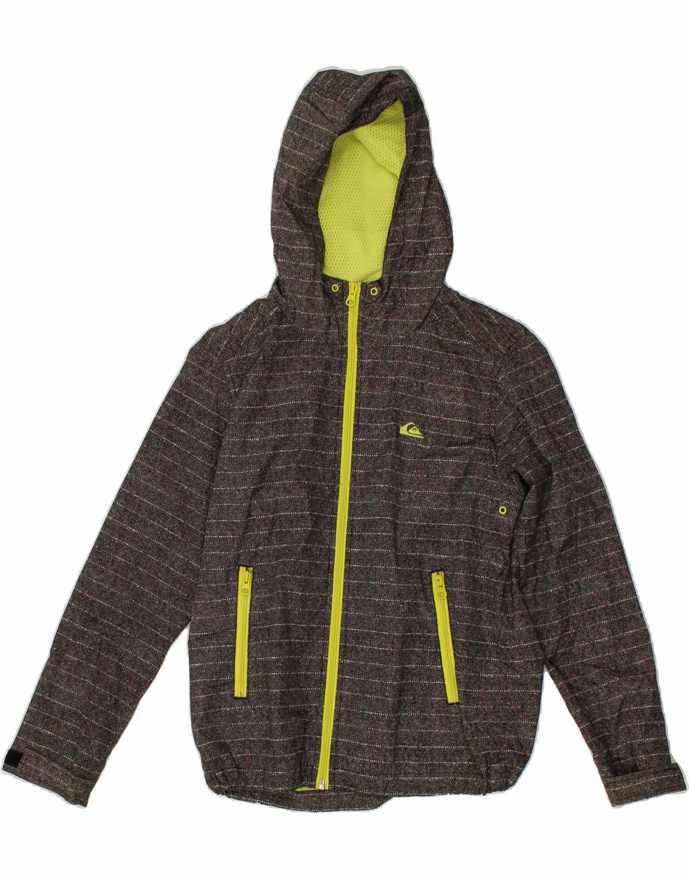 Puncture Resistant Material Viewpoint QUIKSILVER Boys Hooded Rain Jacket 11-12 Years Grey Striped Polyester