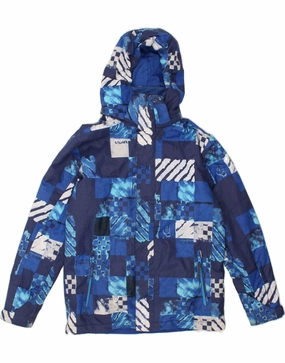QUIKSILVER Boys Regular Fit Hooded Windbreaker Jacket 15-16 Years Blue Fedora Quick Layering