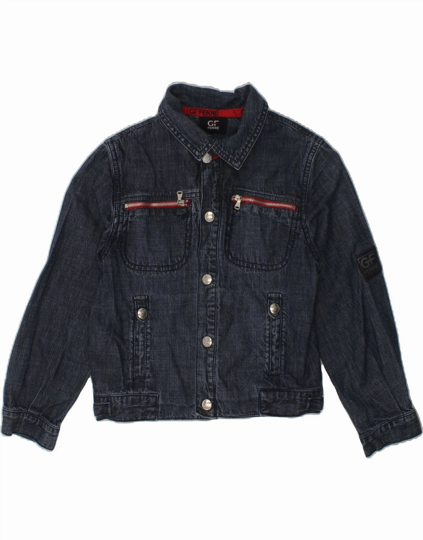 Travel Light thrift - store find GF FERRE Boys Denim Jacket 5-6 Years Navy Blue Cotton