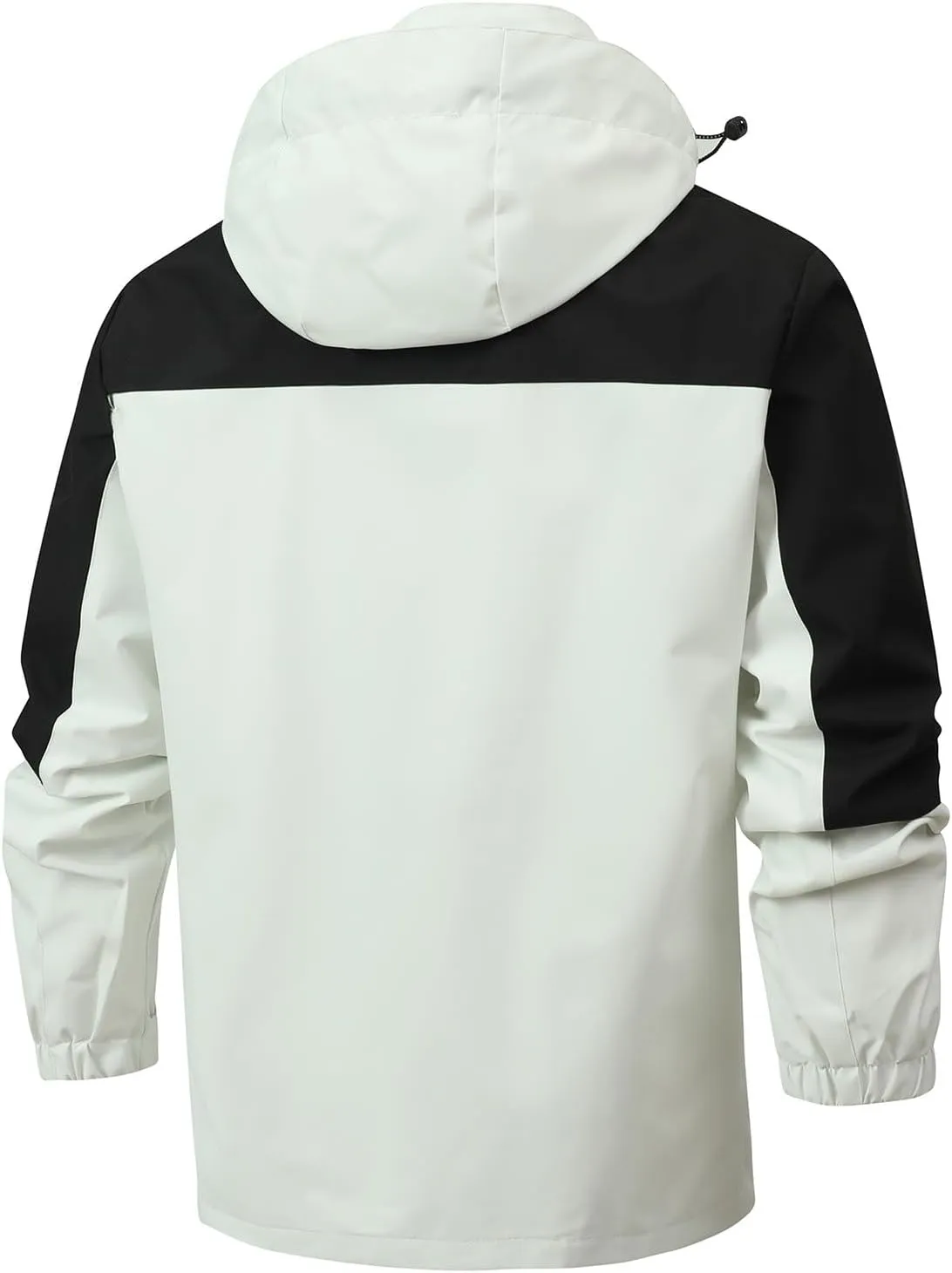 Rain Jacket for Men Color Block Waterproof Raincoat Lightweight Rain Coat Outdoor Windbreaker with Hood&Zipper Pocket