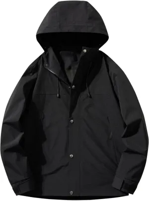 Rain Jacket For Men Long Sleeve Outdoor Waterproof Coats Lightweight Windbreaker Casual Travel Raincoat With Pockets