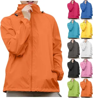 Rain Jacket for Women Lightweight Waterproof Raincoat Windbreaker Zip Up Jackets Outdoor Hooded Trench Coats