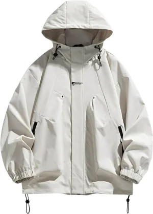 Rain Jackets for Men 2024 Fall Waterproof Lightweight Hooded Raincoat Outdoor Hiking Travel Windbreaker with Pockets