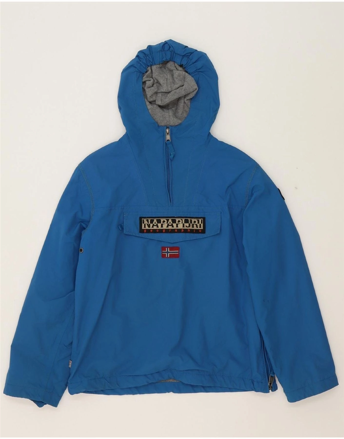 NAPAPIJRI Boys Hooded Anorak Jacket 11-12 Years Blue Polyester neutral - colored