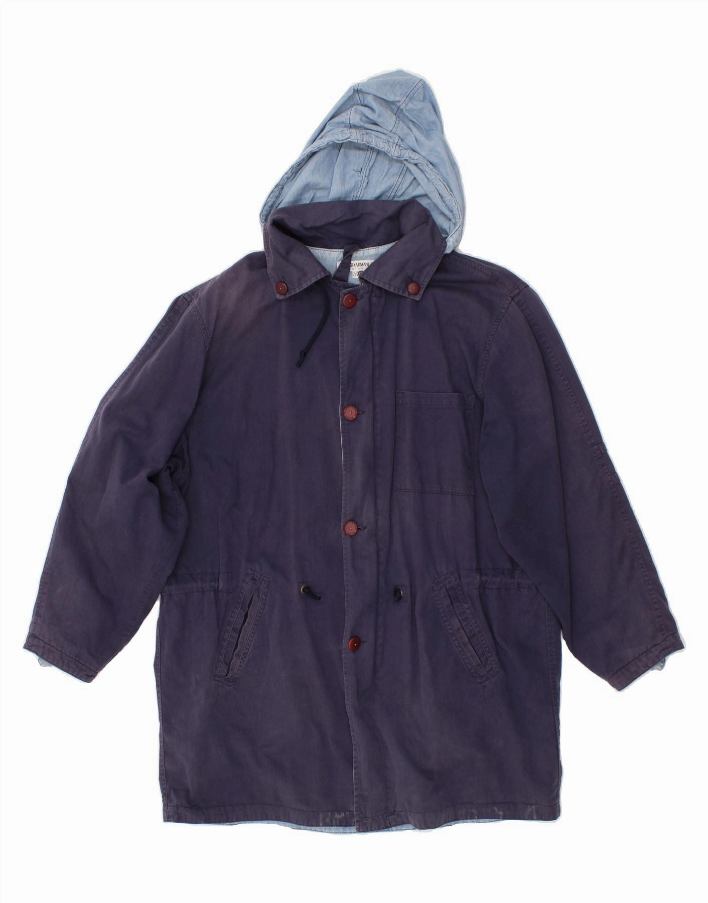Skate GIORGIO ARMANI Boys Hooded Overcoat 13-14 Years Navy Blue